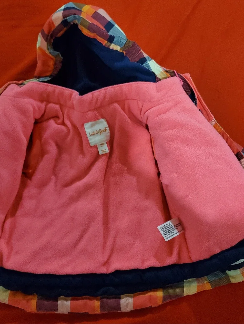 Cat & Jack Toddler Girl Plaid Winter Puffer Jacket • 18M